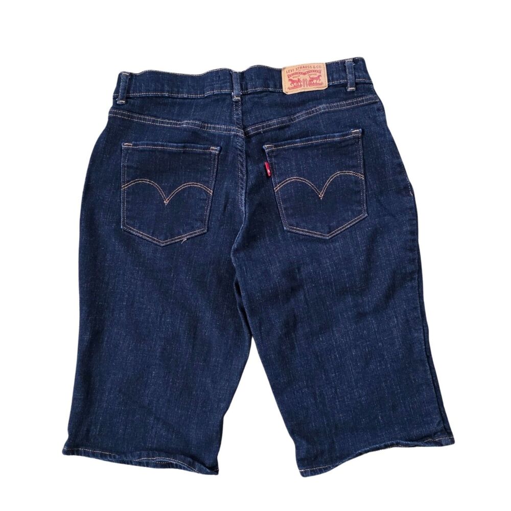 Levis Bermuda Shorts Womens 29 Mid Rise Dark Wash Summer Beachy Coastal Boho - Picture 2 of 5